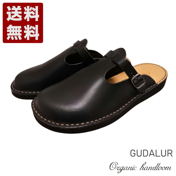 【Organic handloom GUDALUR ブラック】クロッグサンダル(サボサンダル)